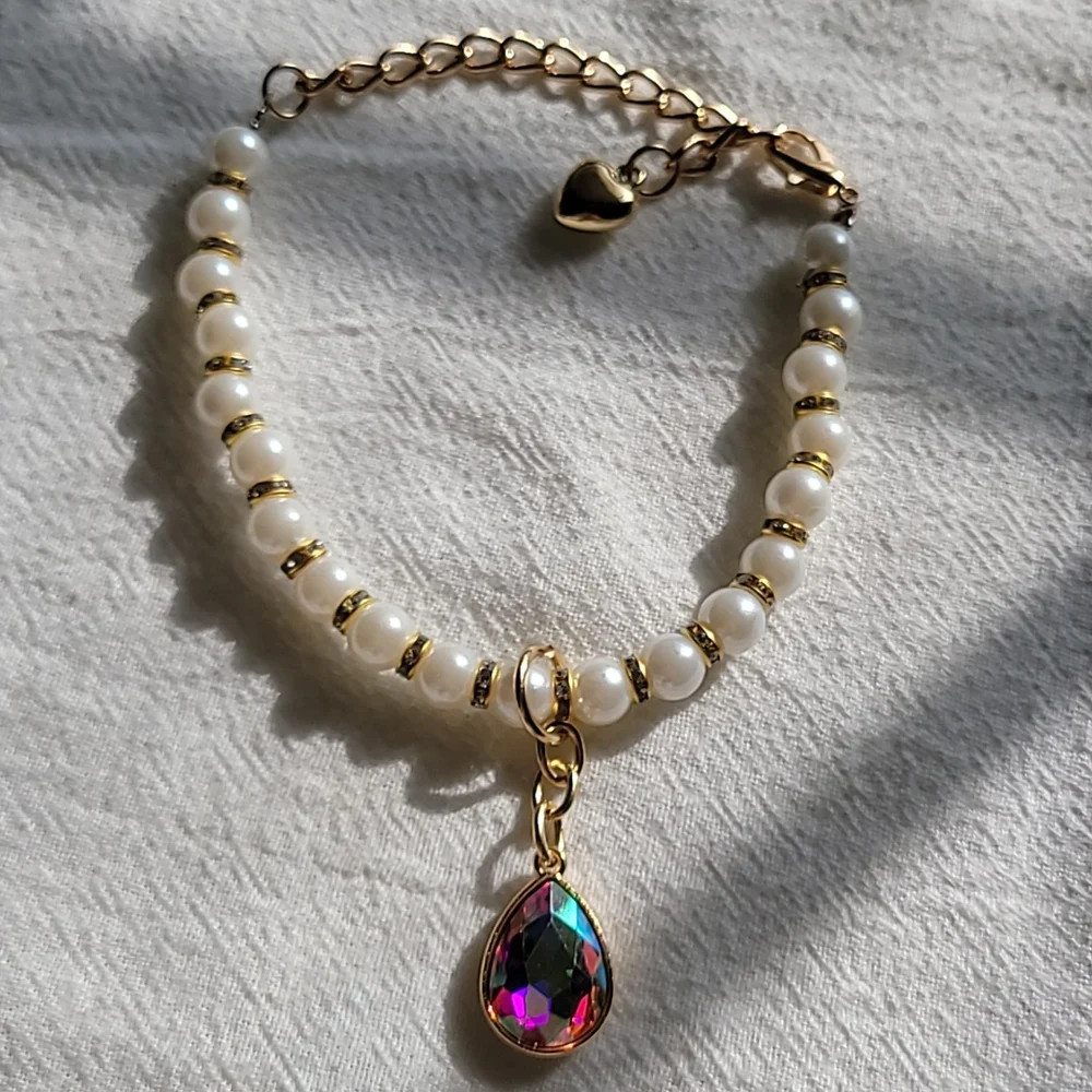 MEDIUM Faux Pearl Pet Necklace